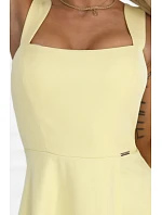 dlouhé šaty s rozparkem a výstřihem typu  žluté s třpytkami model 22092786 - numoco