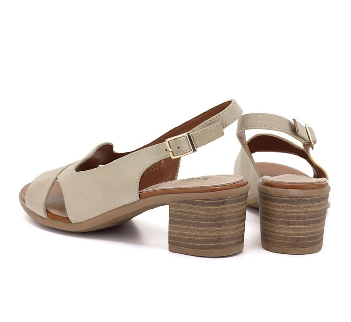 Dámské kožené sandály béžové Sergio Leone SK578-S