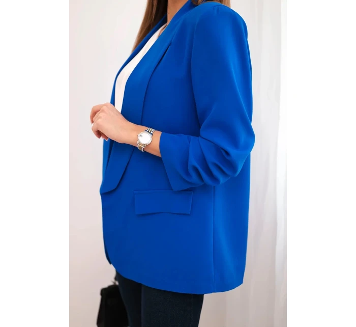 Bunda s klopou elegantní chrpově modrá