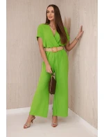 Kombinéza s ozdobným páskem v pase Pistácie Kombinéza s ozdobným páskem v pase Pistácie