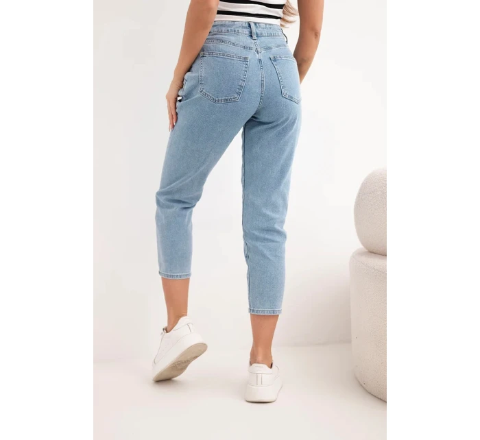Dámské jeansové kalhoty paperbag s dvojitým zapínáním M.sara jeansové modré