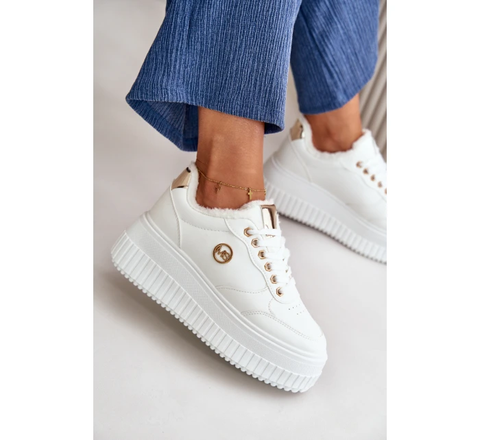 Tenisky Sportovní Boty Dámské Zateplené Na Masivní Podešvi Bílé model 21668392 - Boto