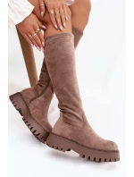 Zateplené dámské kozačky na platformě Big Star model 21821754 béžové - Big Star Shoes