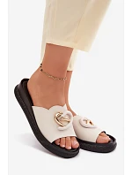 Kožené pantofle s ozdobným detailem S.Barski KV61-6046 Béžové