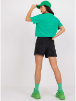 Krátké zelené tričko s bavlněným potiskem