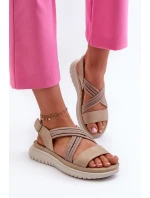 Lehké dámské pohodlné sandály na suchý zip Béžová Ceclea Lehké dámské pohodlné sandály na suchý zip Béžová Ceclea