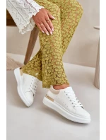 Nízké Dámské Tenisky Na Platformě Z Eko Kůže Bílo-Béžové Nevelena Nízké Dámské Tenisky Na Platformě Z Eko Kůže Bílo-Béžové Nevelena