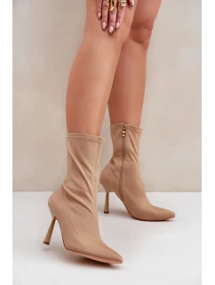 Boty na podpatku MVP326 sv.hnědé - Step in style