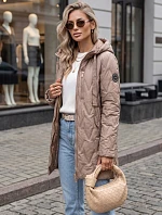 Dámská prošívaná přechodová bunda s kapucí, béžová, FashionStreet TY5767