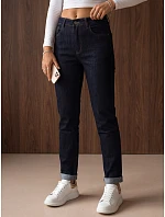 Džíny dámské mom fit s vysokým pasem tmavě modré FashionStreet UY3267 Džíny dámské mom fit s vysokým pasem tmavě modré FashionStreet UY3267