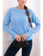Dámský svetr z baby alpaky s dlouhým rukávem modrý