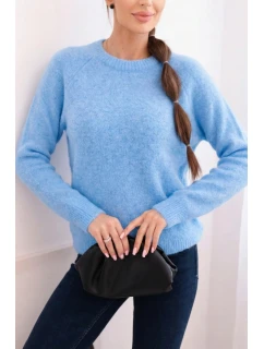 Dámský svetr z baby alpaky s dlouhým rukávem modrý
