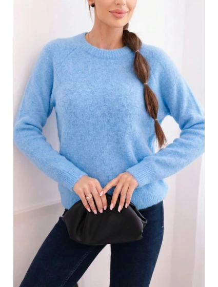 Dámský svetr z baby alpaky s dlouhým rukávem modrý