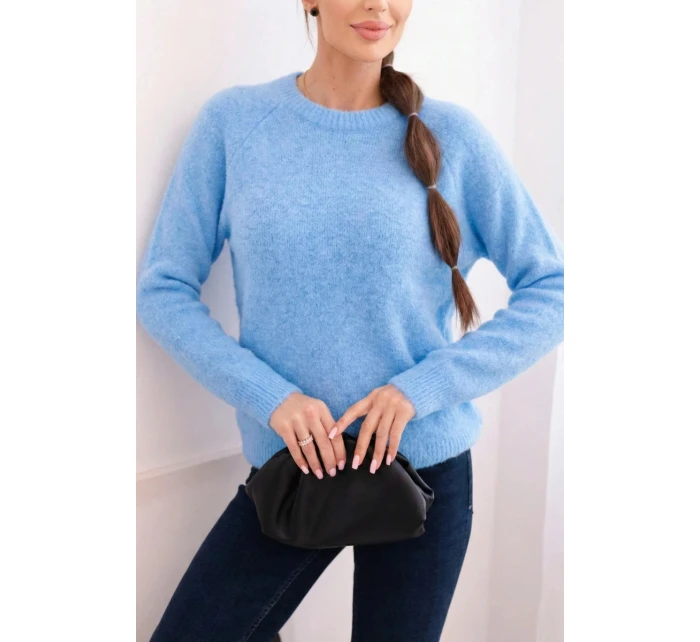 Dámský svetr z baby alpaky s dlouhým rukávem modrý