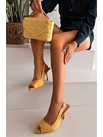 Dámské sandály na podpatku Eko semiš žluté model 22092015 - Boto