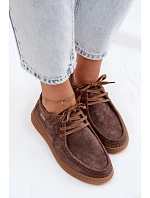 Polobotky z přírodního semiše model 22107525 Hnědé - VINCEZA