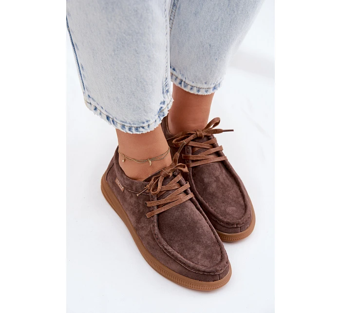 Polobotky z přírodního semiše model 22107525 Hnědé - VINCEZA