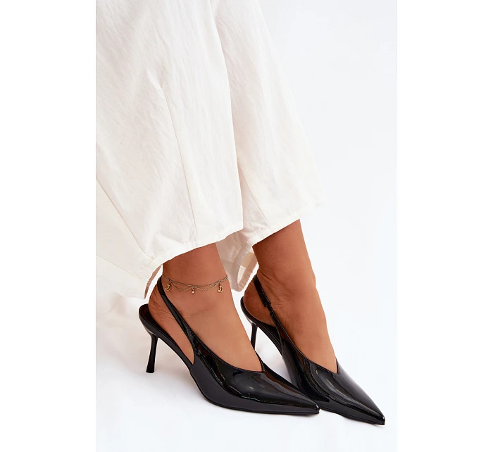 Lakované Podpatky Sandály Z Eko Kůže Černé model 22122862 - Boto
