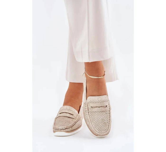 Dámské eko kožené mokasíny model 21834362 – stříbrné - Kesi