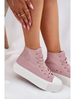 Dámské plátěné tenisky na platformě Big Star – růžové
