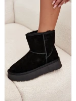 Dámské sněhule Privine z přírodního semiše na platformě – černé