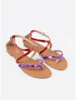 Komfortní fialové  sandály dámské bez podpatku