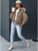 Dámská prošívaná zimní bunda s kožešinou COLDPACK camel FashionStreet TY4427