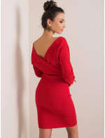 Červené dámské šaty s přeloženým obálkovým výstřihem Rue Paris (5297-09)
