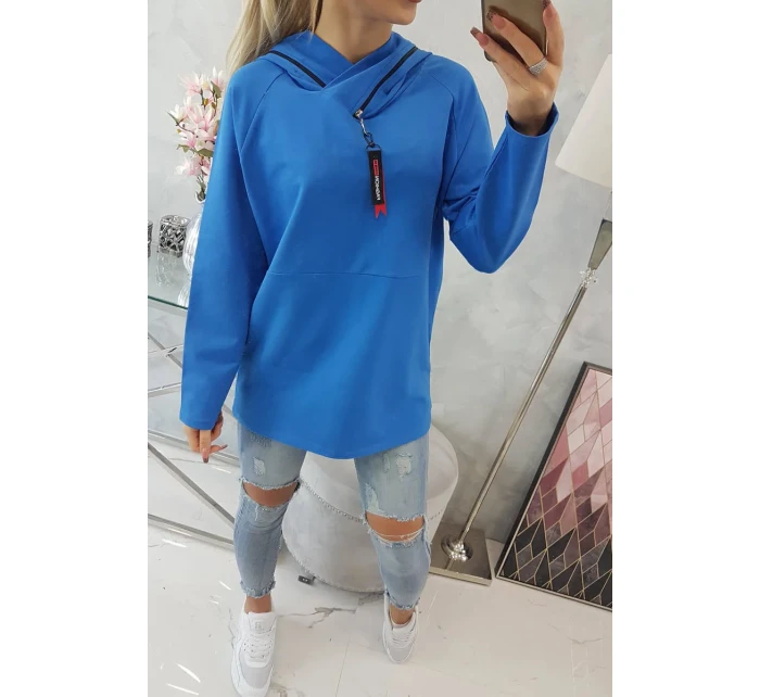 Chrpová tunika s kapucí Oversize na zip