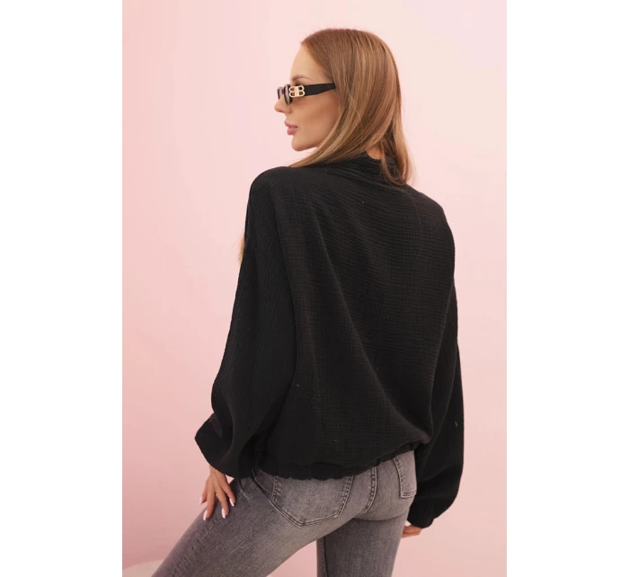 Dámská mušelínová košile s dlouhým rukávem černá