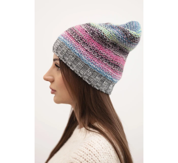 Čepice s fleecem Krystyna K207 fialový+růžový