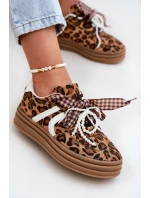 Dámské tenisky na platformě s ozdobami v panterovém vzoru hnědé Vinness Dámské tenisky na platformě s ozdobami v panterovém vzoru hnědé Vinness