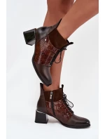 model 21712117 kožené kotníčkové boty na podpatku vyhřívané čokoládové - Zazoo model 21712117 kožené kotníčkové boty na podpatku vyhřívané čokoládové - Zazoo