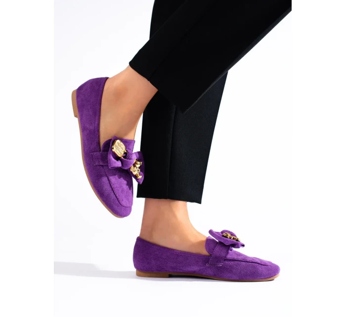 Jedinečné mokasíny fialové dámské bez podpatku Jedinečné mokasíny fialové dámské bez podpatku