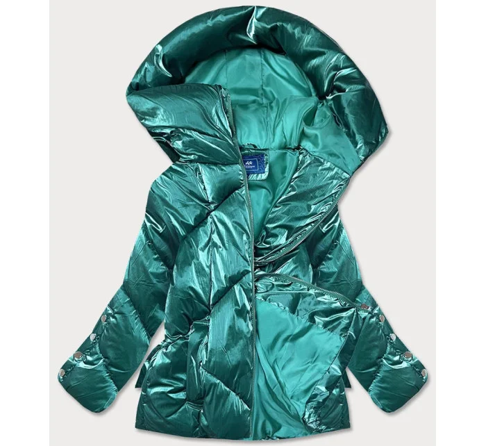 Zelená metalická krátká dámská zimní bunda puffer (omdl-022) Zelená metalická krátká dámská zimní bunda puffer (omdl-022)