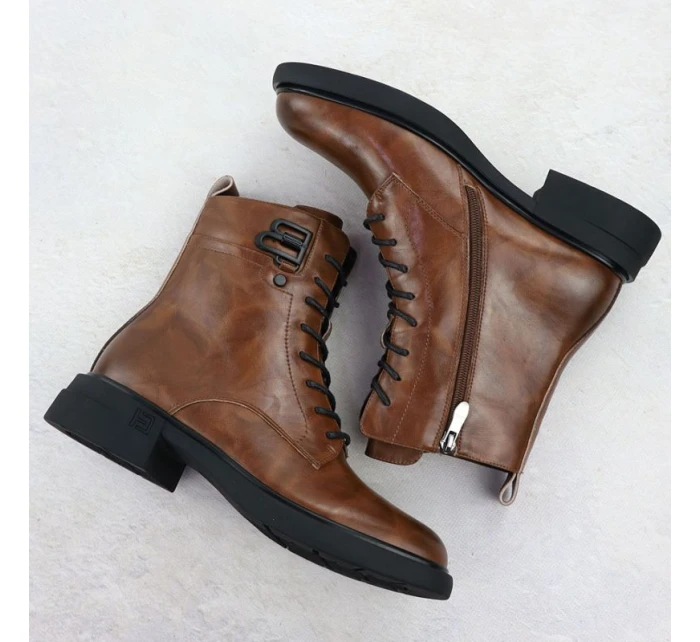 Dámské hnědé kožené boty model 21905409 - FILIPPO