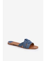Ploché Dámské Sandály S Proplétajícími Se Pásky Džínové Selaenor Ploché Dámské Sandály S Proplétajícími Se Pásky Džínové Selaenor