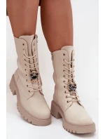 Dámské workery s přezkami Medvídek Srdce Béžové model 21744667 - Boto Dámské workery s přezkami Medvídek Srdce Béžové model 21744667 - Boto