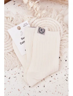 Bavlněné ponožky s pruhy dámské ecru