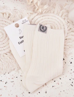 Bavlněné ponožky s pruhy dámské ecru