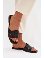 Dámské ploché pantofle s pásky Černé model 21943269 - Boto