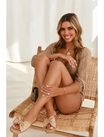 Dámské kožené pantofle s mašlí Béžové Becky