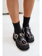 Lakované Kotníkové Boty Se Ponožkou A Přezkou Nazouvací Černé Lakované Kotníkové Boty Se Ponožkou A Přezkou Nazouvací Černé