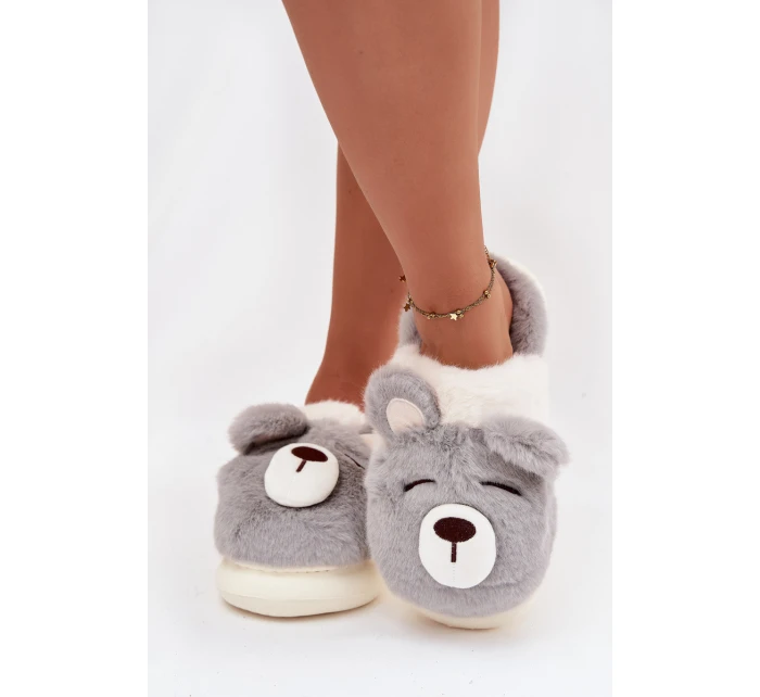 Dámské chlupaté papuče s motivem medvídka – šedé Galine Dámské chlupaté papuče s motivem medvídka – šedé Galine
