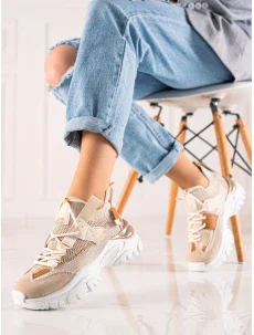 Exkluzívní dámské hnědé tenisky bez podpatku