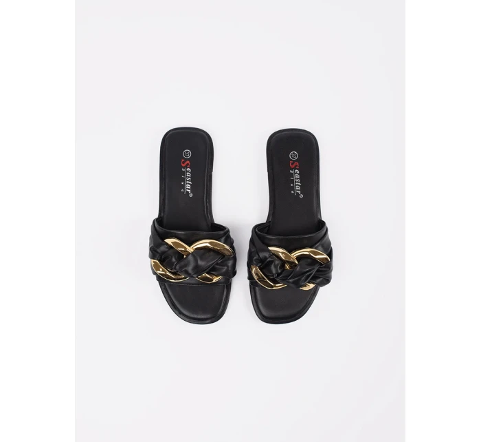 Krásné černé dámské nazouváky bez podpatku Krásné černé dámské nazouváky bez podpatku