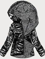 Oboustranná černá dámská bunda s kapucí (B9793-1)