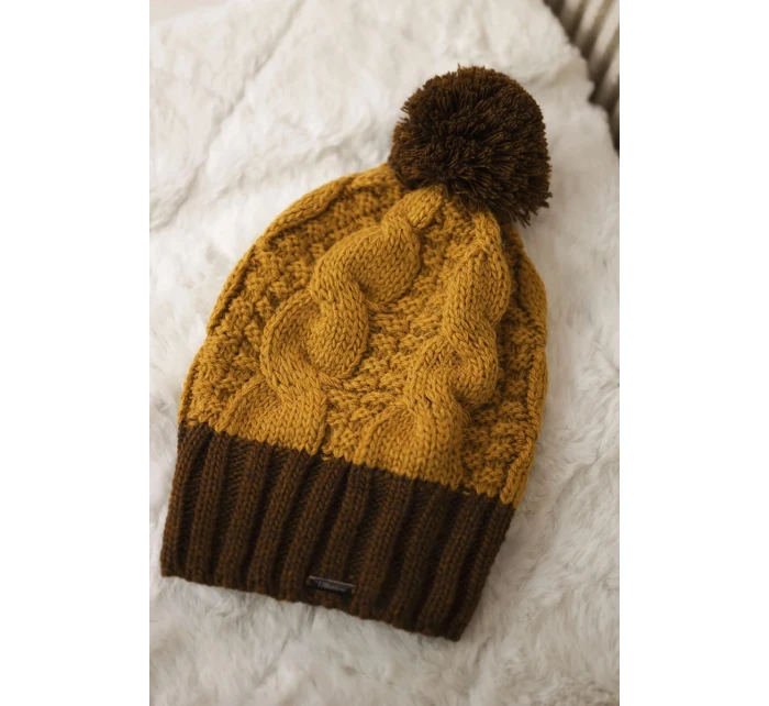 Fleecová čepice Paris K212 hořčicová+hnědá Fleecová čepice Paris K212 hořčicová+hnědá