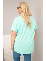 Dámská bavlněná halenka Plus Size s motýlky mátová Dámská bavlněná halenka Plus Size s motýlky mátová