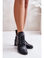 Nízké boty s podšívkou na zip s ozdobou černé model 21672290 - Boto